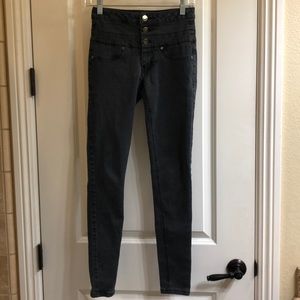 3 button black skinny jeans